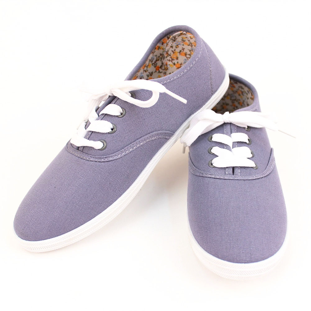 Womens Canvas Lace Up Shoes Casual Sneakers Classic Tennis Plimsoll ...