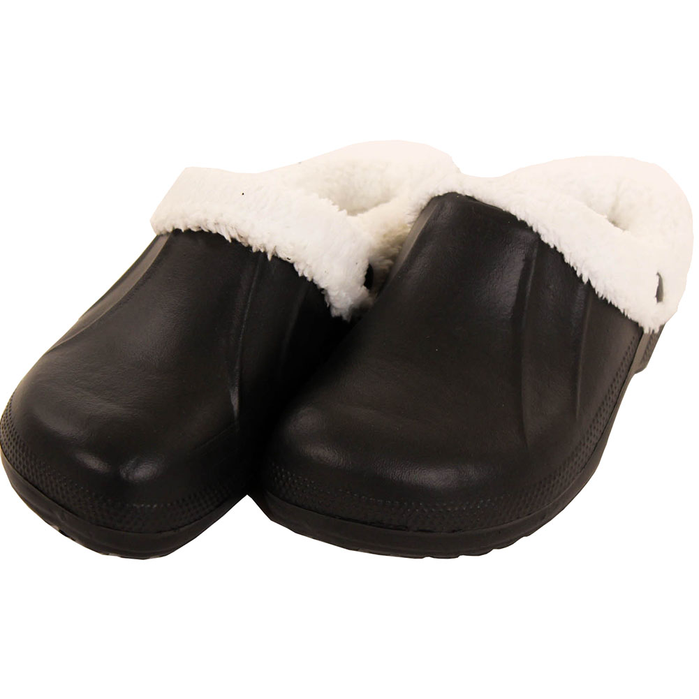 fur lined rubber clogs