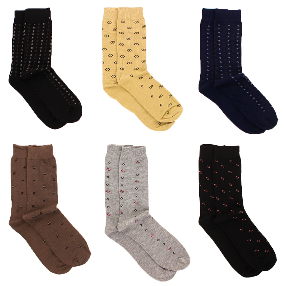 6 Pairs Mens Stripes Argyle Dress Socks Cotton Print Pattern Fashion