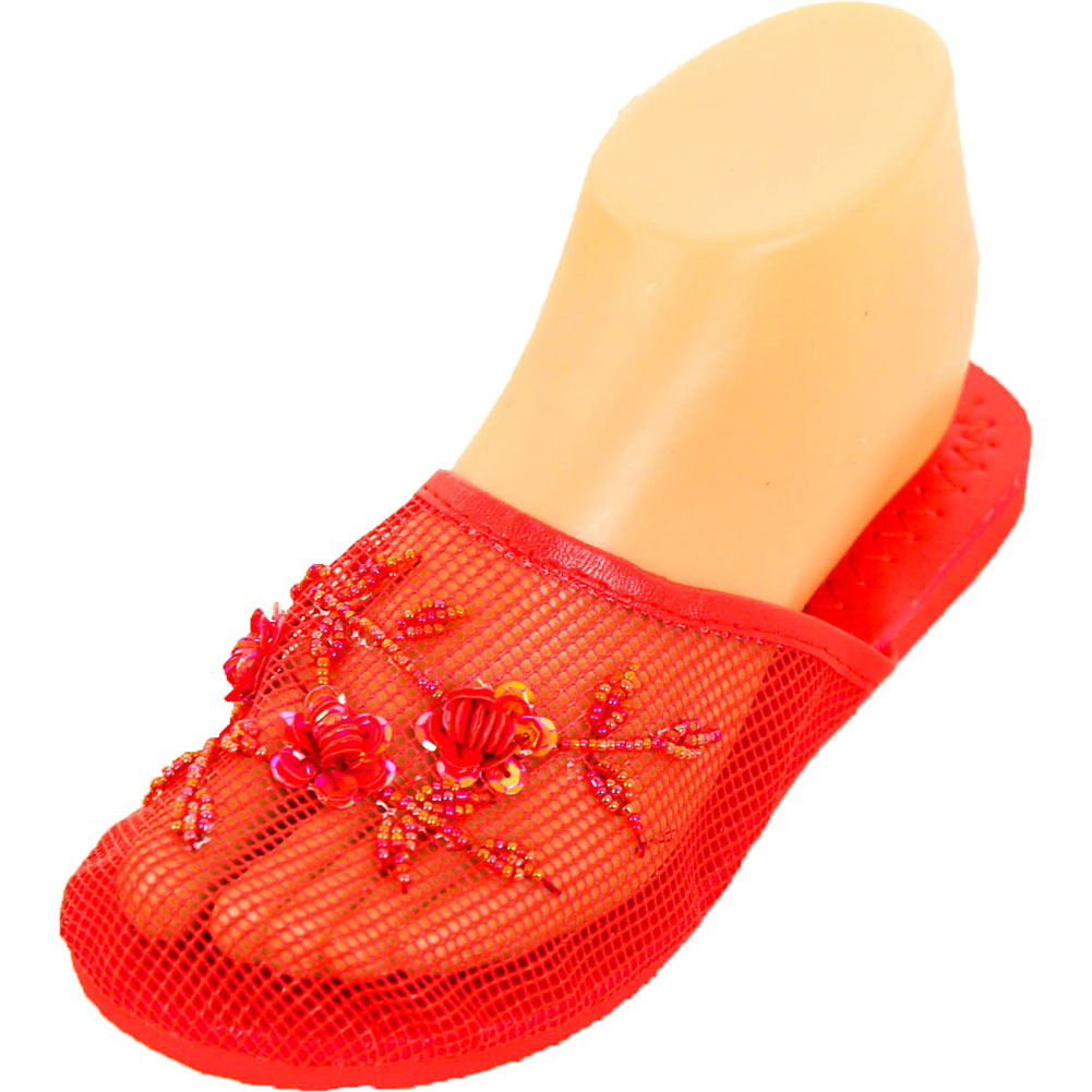 red leather flat shoes