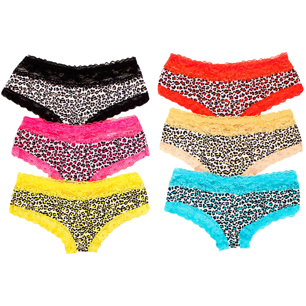 6 Pack Printed Boy Shorts Lace Panties Underwear Hipster Women Booty S M L Xl Ebay 3511