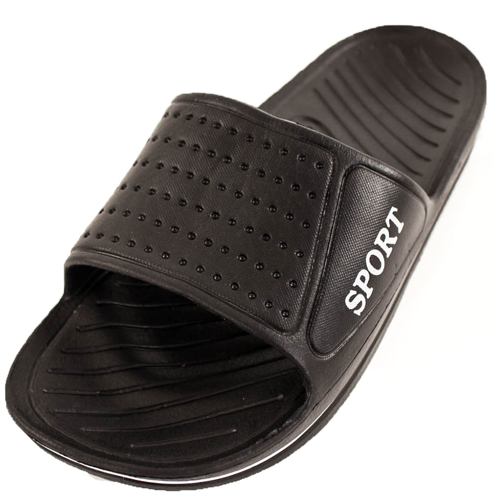 Mens Slip On Sport Sandals Slides Rubber Shower Shoes Outdoor Pool Gym House New | eBay