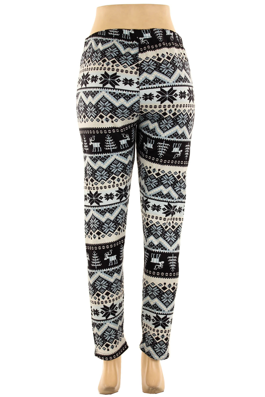 Plus Size Fur Lined Print Leggings Warm Winter Fleece Pants Fits Size ...
