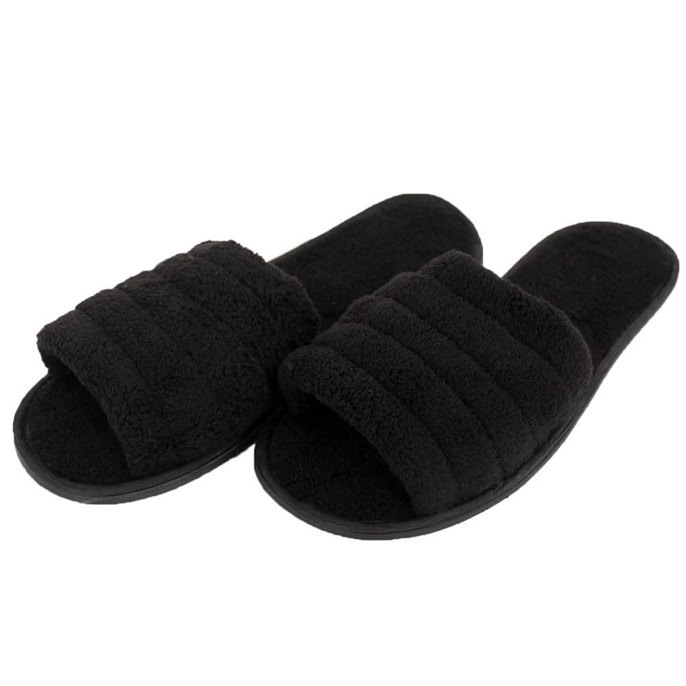 amatør hjemmelevering Besættelse Mens Slippers Open Toe House Shoe Slip On Scuff Bath Soft Terry Cloth Flex  Sole | eBay