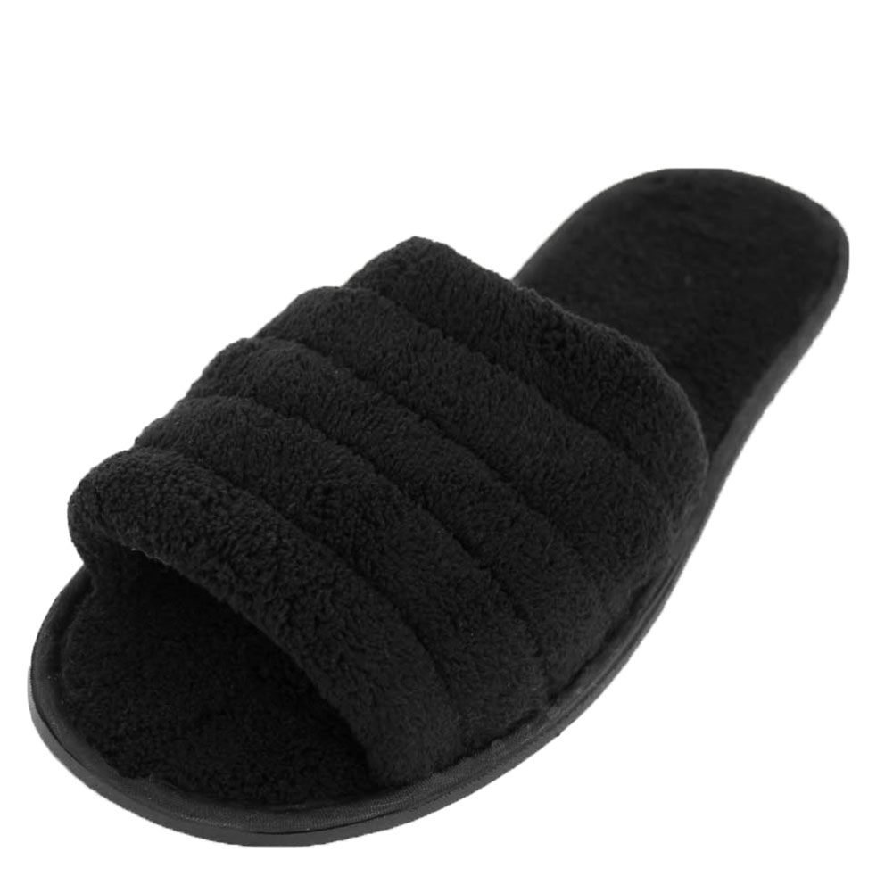 Mens Slippers Open Toe House Shoe Slip On Scuff Bath Soft Terry Cloth ...