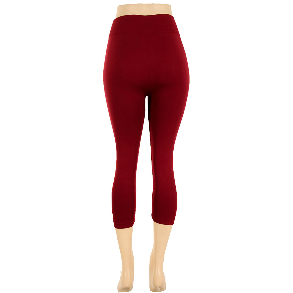 Womens Plus Size Capri Leggings Crop Stretch Pants Basic Solid Fits 1XL ...
