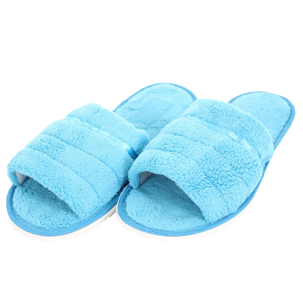 Womens Plush Open Toe Slippers House Shoes Fuzzy Soft Warm Terry Cloth ...