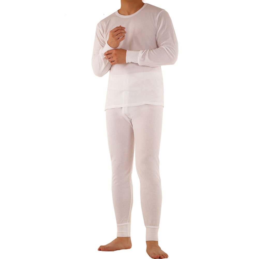 Wuhou Mens 2pc 100% Cotton Thermal Underwear Set Long Johns
