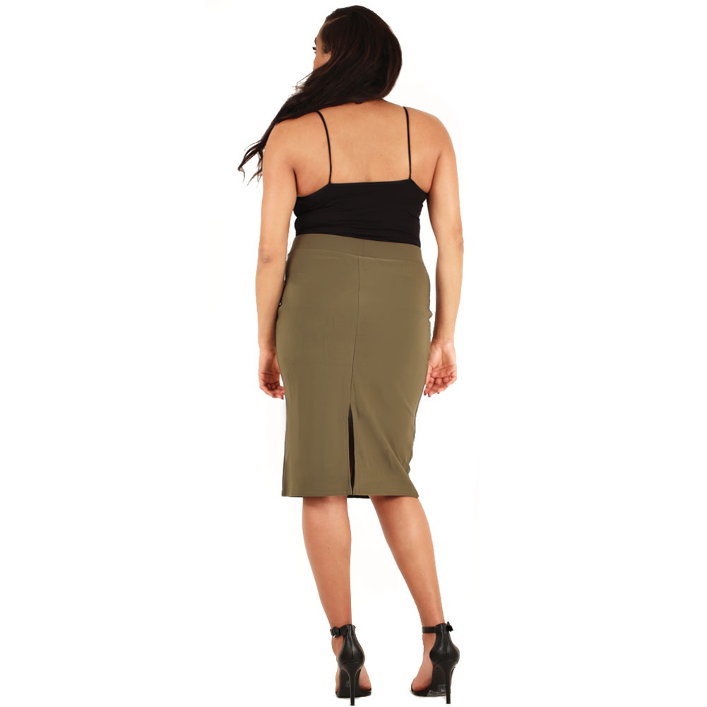 Womens Plus Size Pencil Skirt Midi Elastic High Waist Stretch Bodycon Ebay