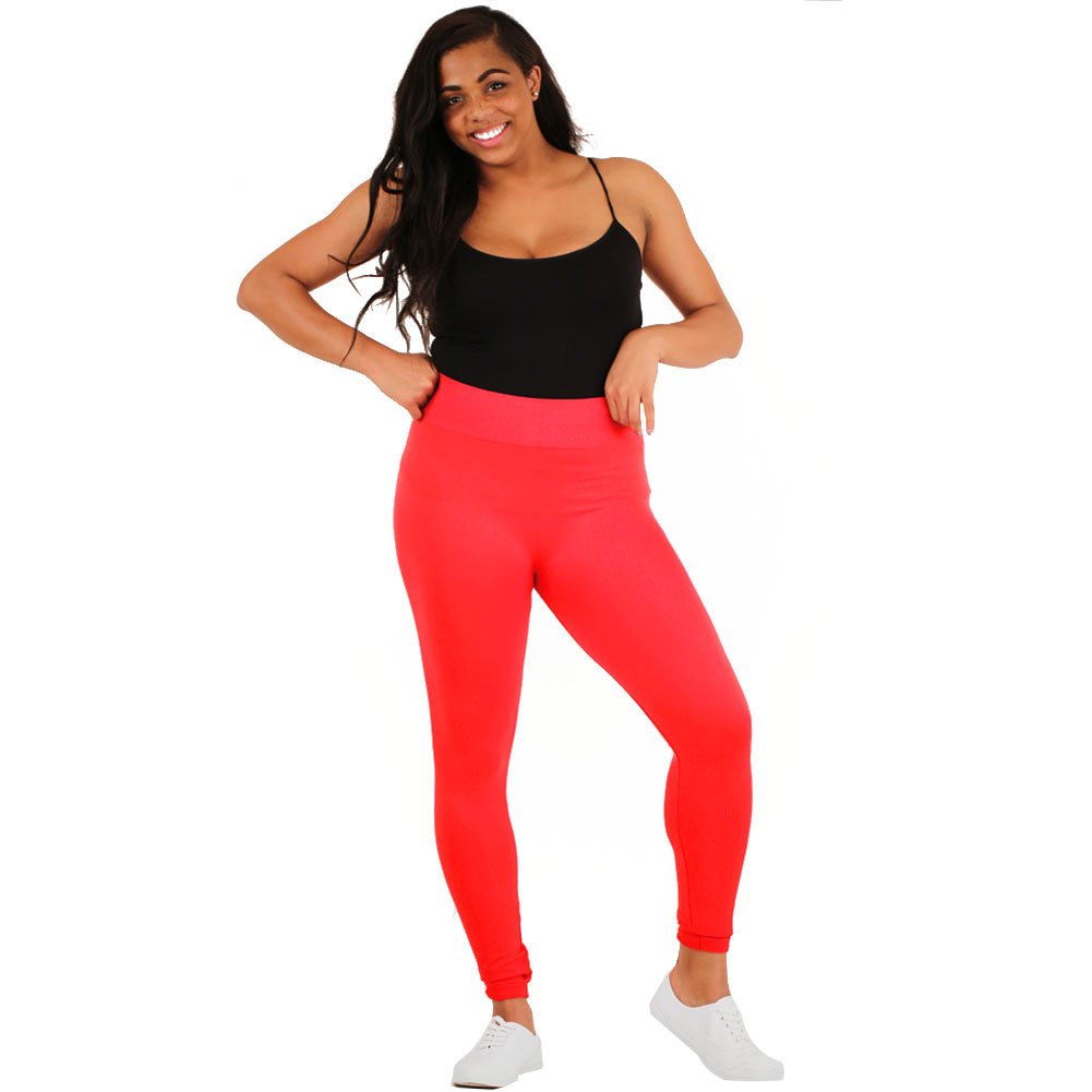 Womens Plus Size Solid Leggings Nylon Stretch Long Full Length 1X 2X 3X 
