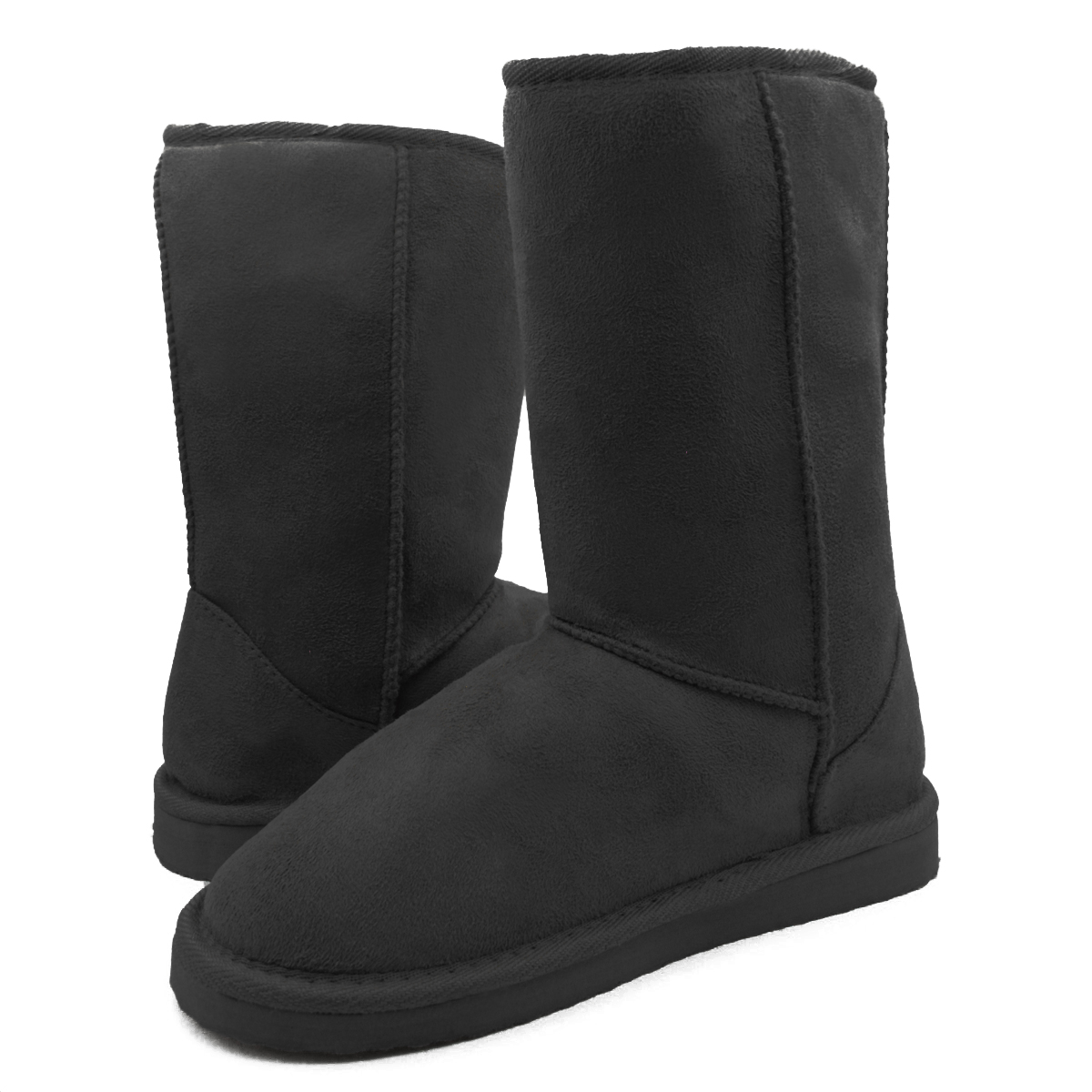 Womens Fur Boots Faux Sheepskin Suede Mid Calf Tall Classic Shoes ...
