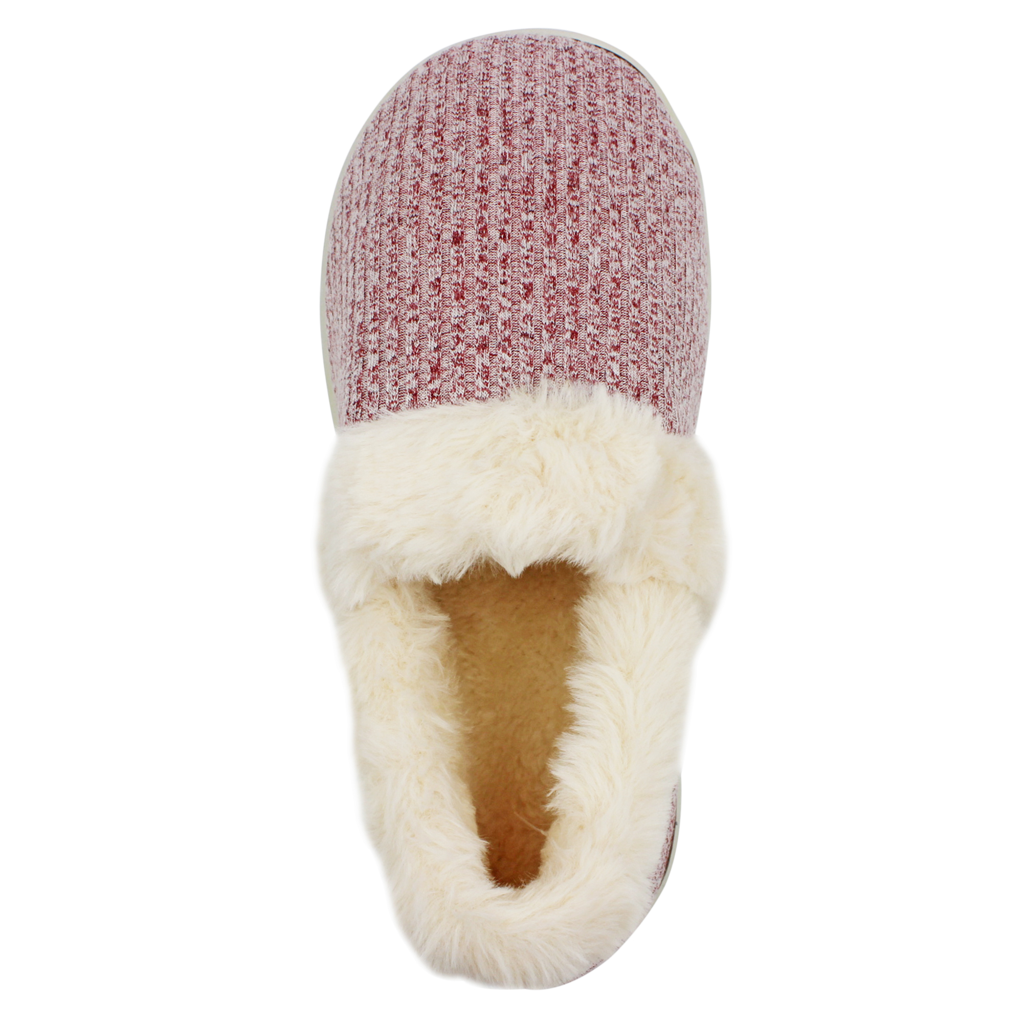 Women's Fur Lined Rib Knit Slippers Comfy Slip On Closed Back House ...