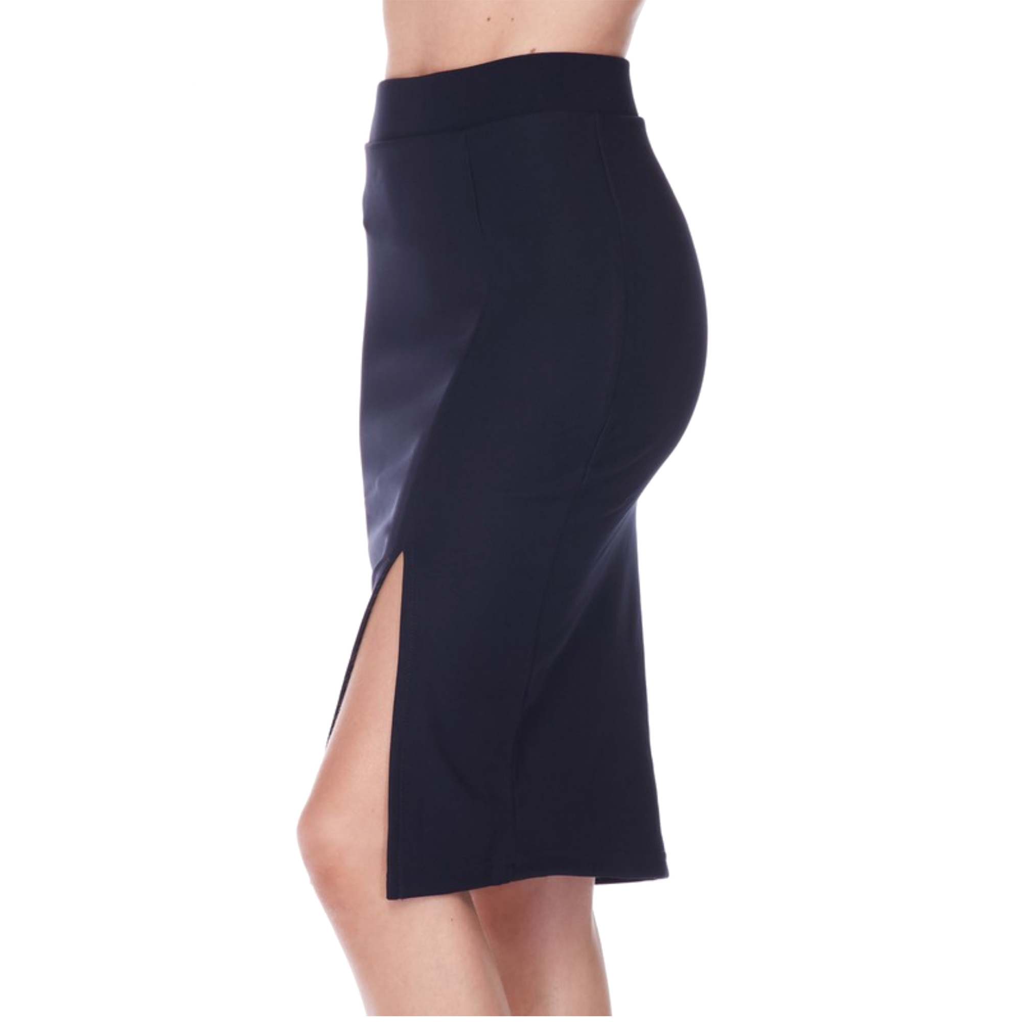 Women's High Waist Fitted Midi Side Slit Stretch Pencil Skirt Regular ...