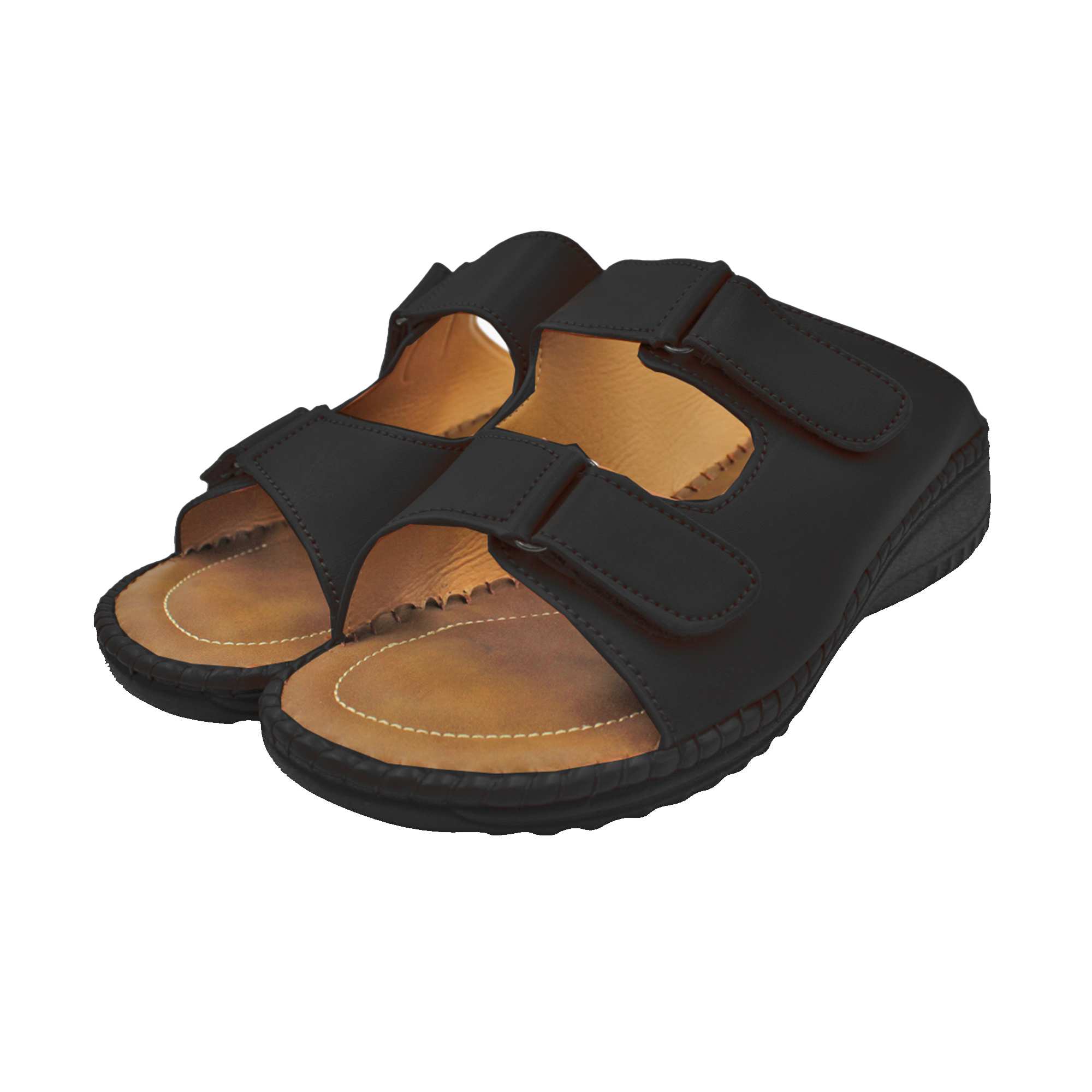 Women's Sandals Leather Double Strap Slides Soft Comfort Shoes | eBay