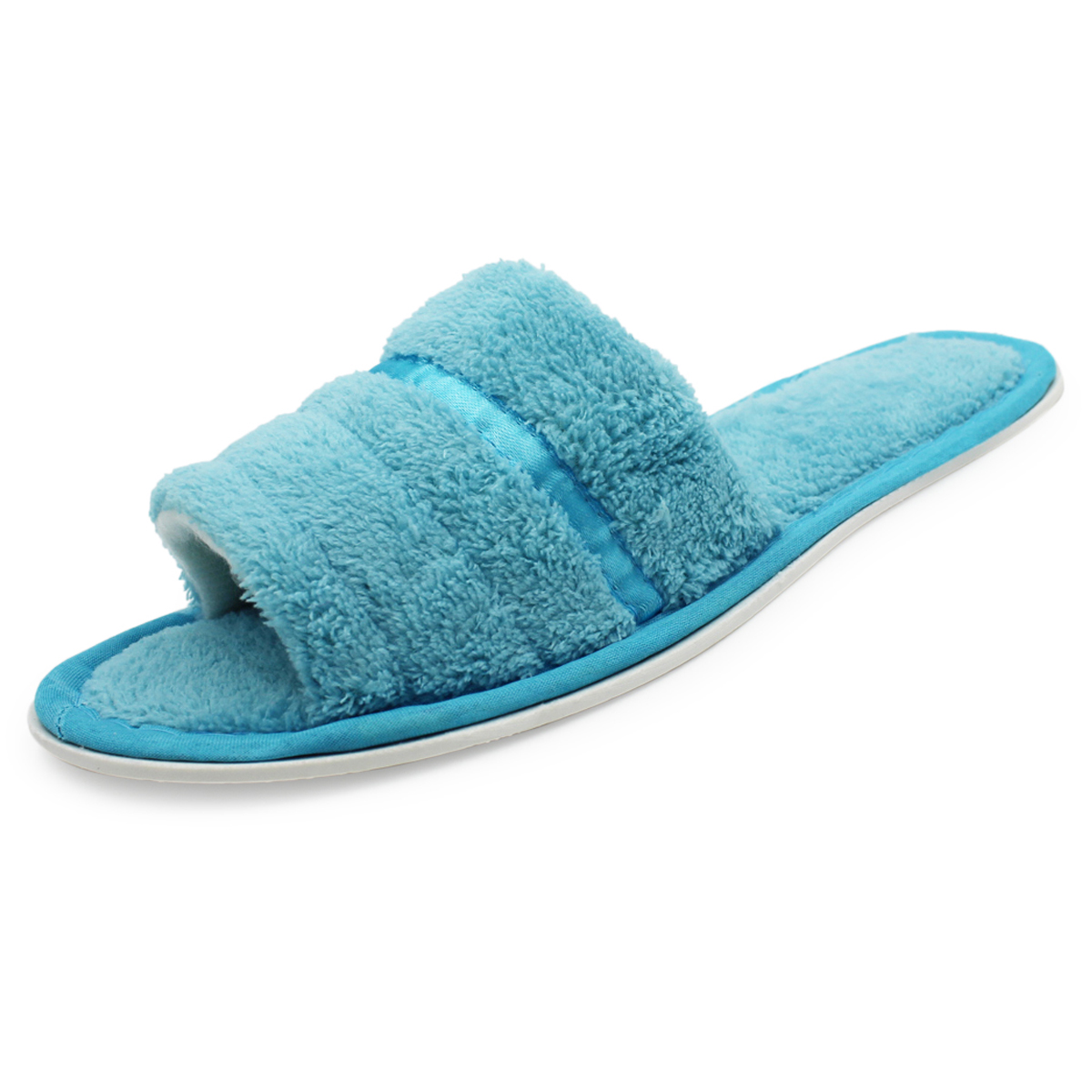 shevalues Terry Cloth Open Toe Slippers for Women Memory Foam Silp On House Slippers 