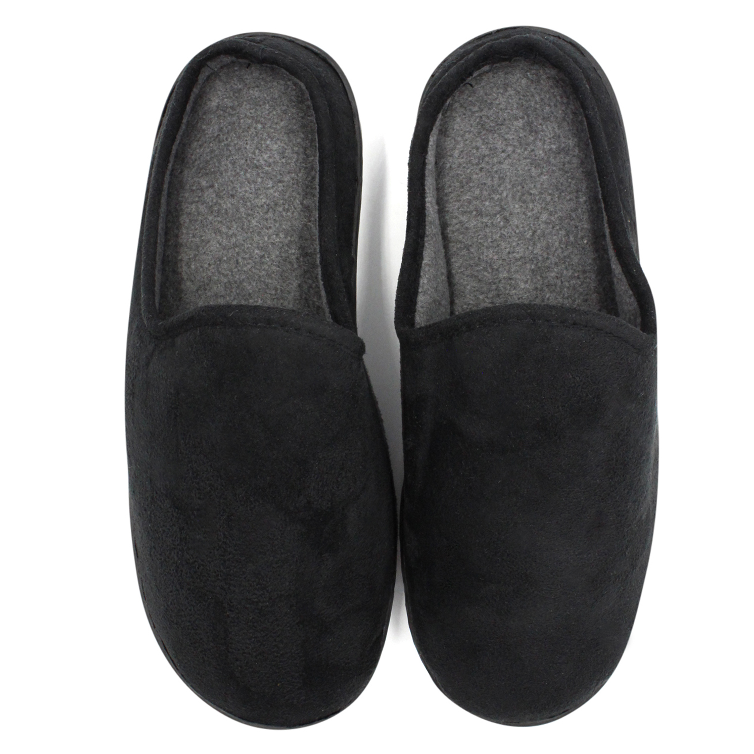 Mens Warm Suede Comfort Slip on House Shoes Fleece Lined Open Back ...
