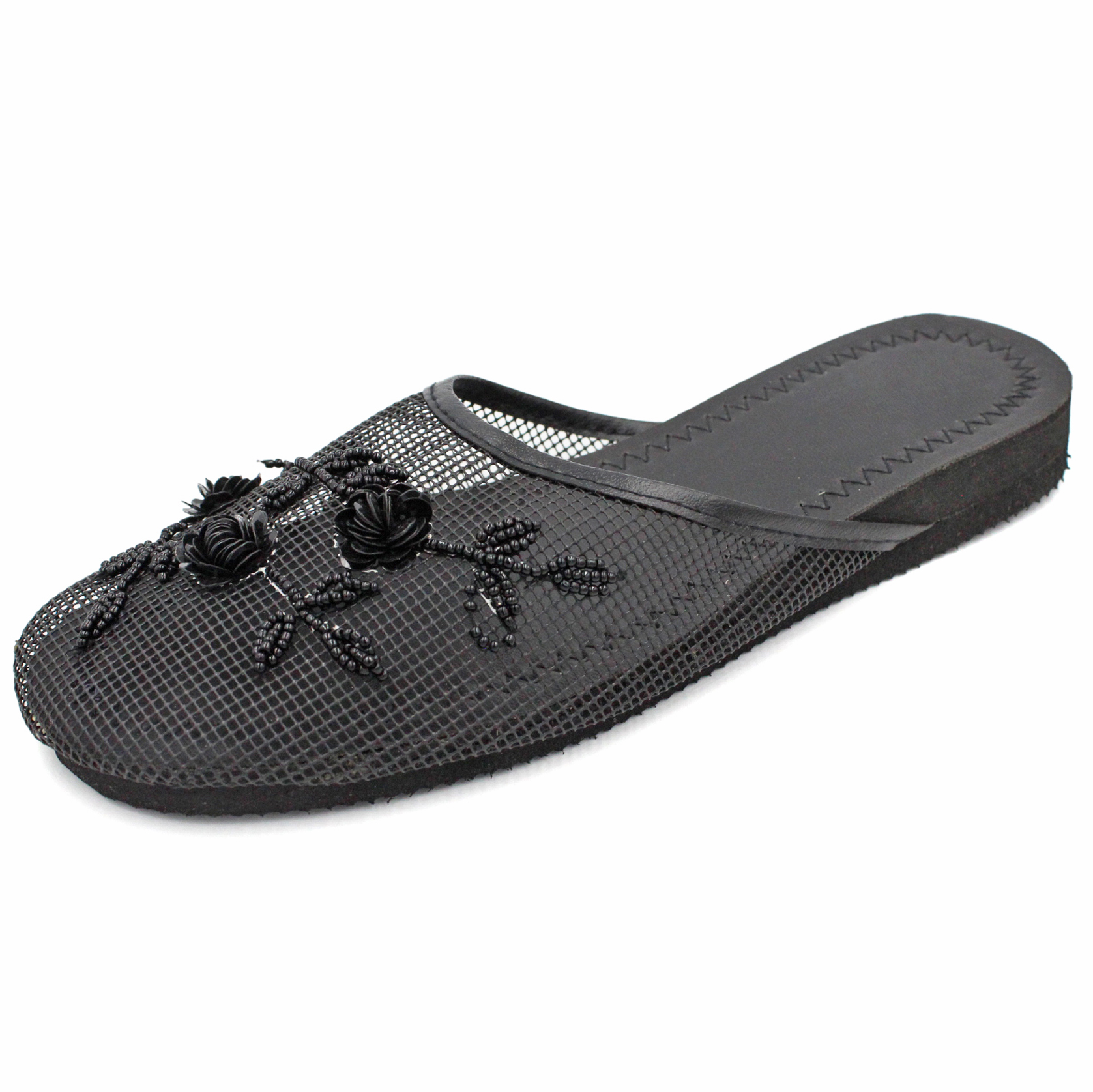 2019 Women Chinese Mesh Floral Slippers Slides Slip On Flats Flip Flop Loafers