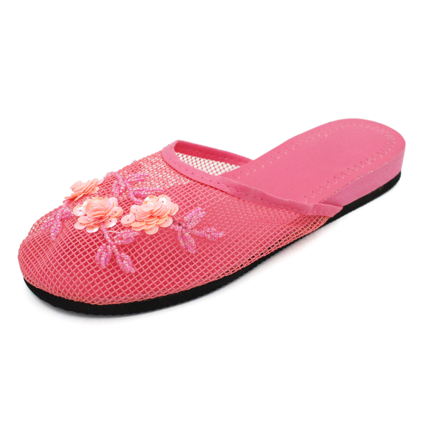 Willen handboeien ontwerper Womens Sequin Beaded Slides Chinese Mesh Floral Slippers Sparkle Sandals |  eBay