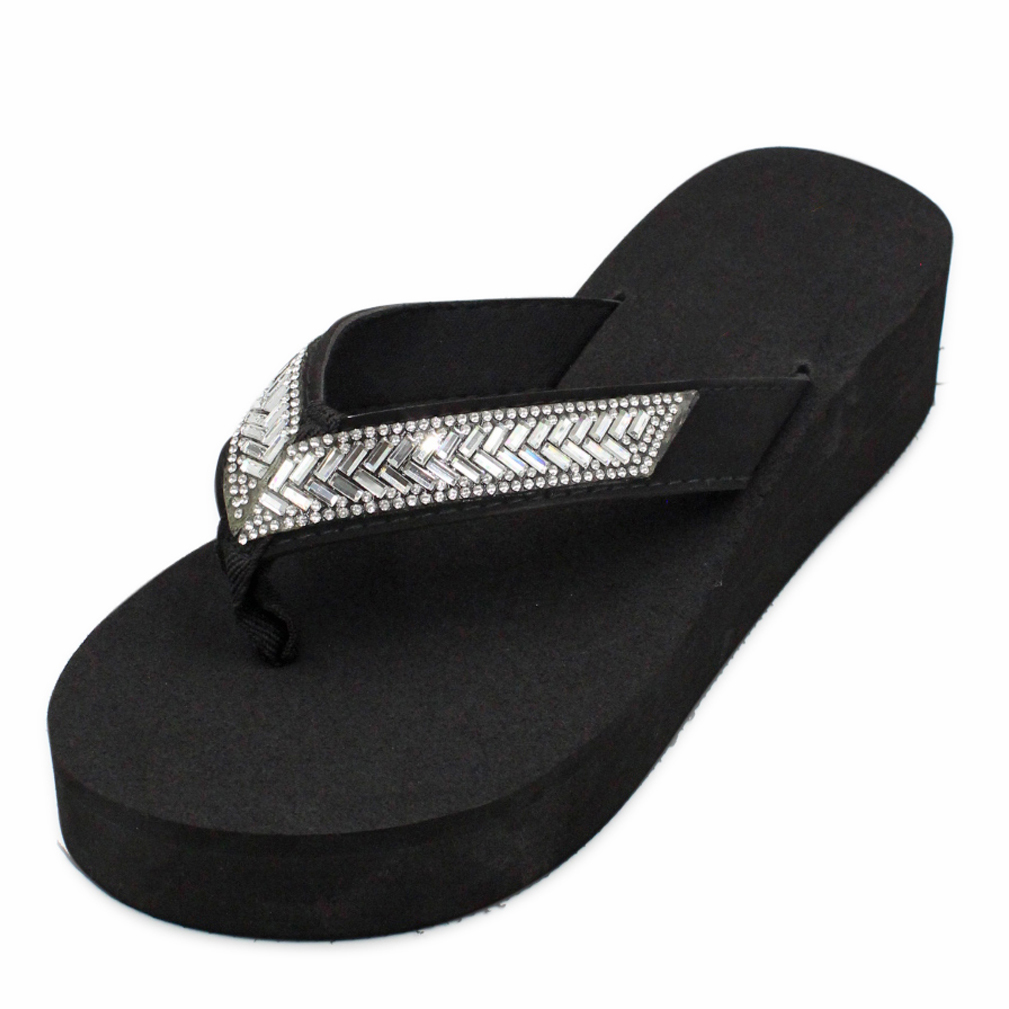 Women's Platform Flip Flop Bling Beach Summer Wedge Sandals | eBay