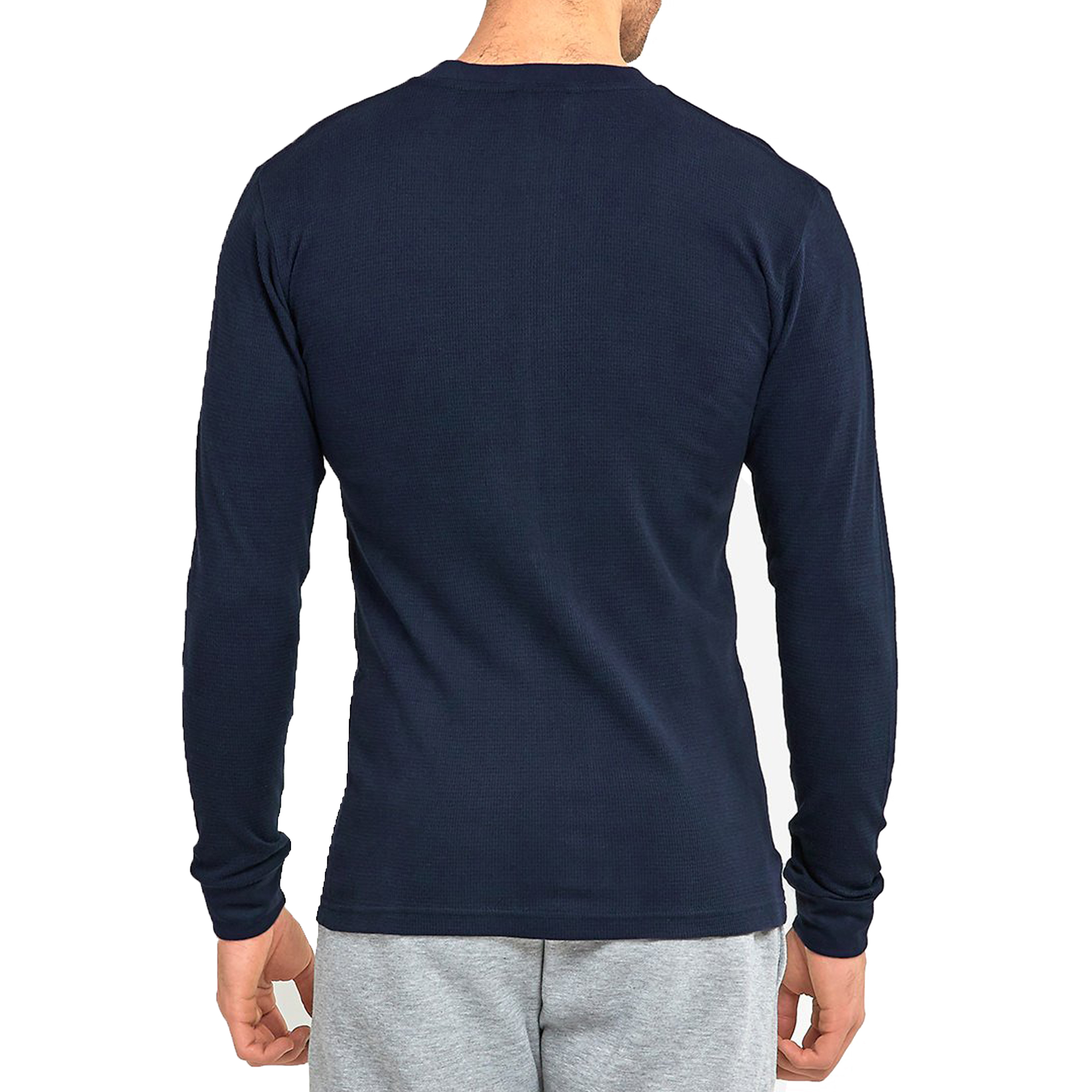 Mens Cotton Blend Waffle Knit or Plain Henley Thermal Top Thick Long ...