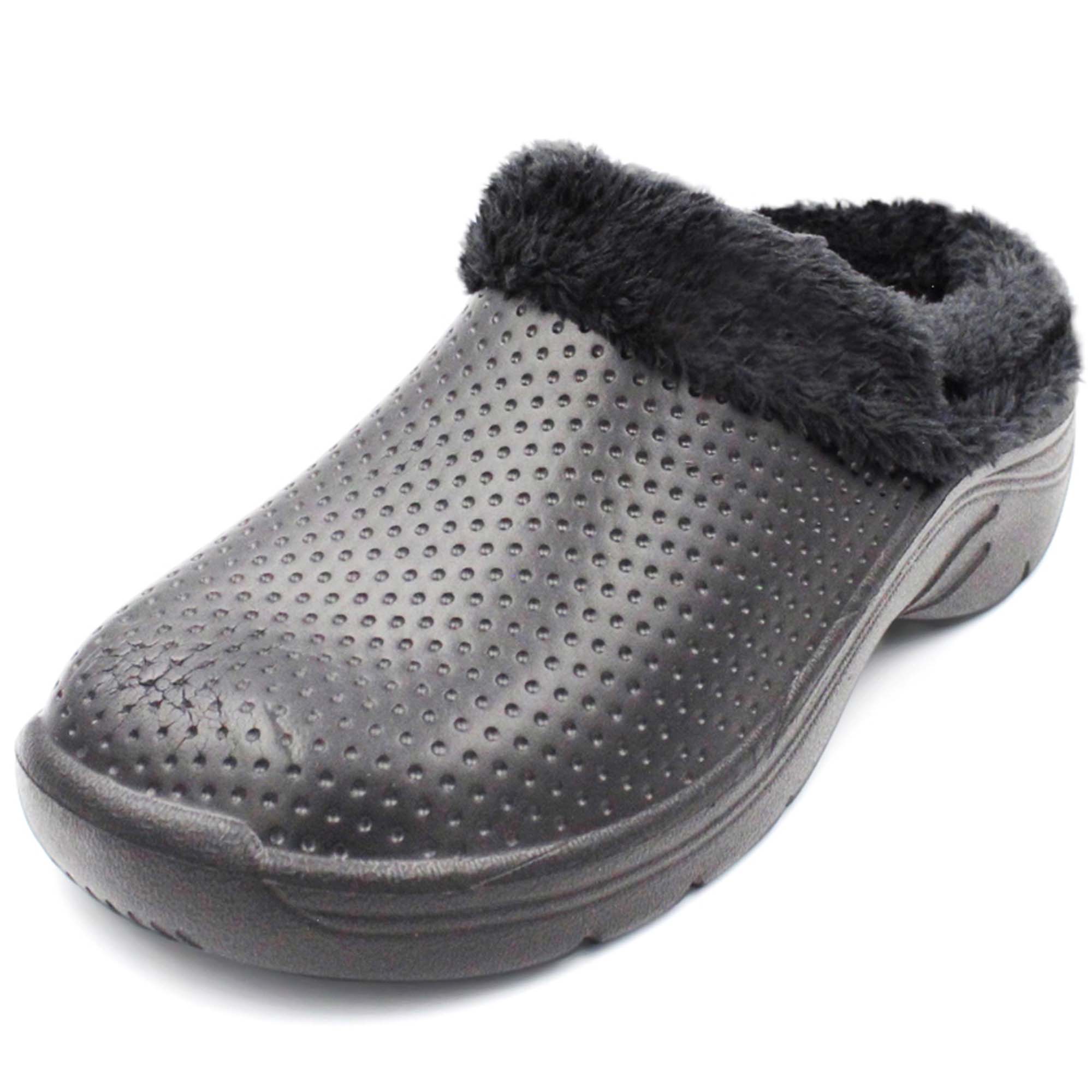 Women's Fur Lined Clogs Warm Indoor Outdoor Slipper Comfy Fuzzy Nurse Shoes
