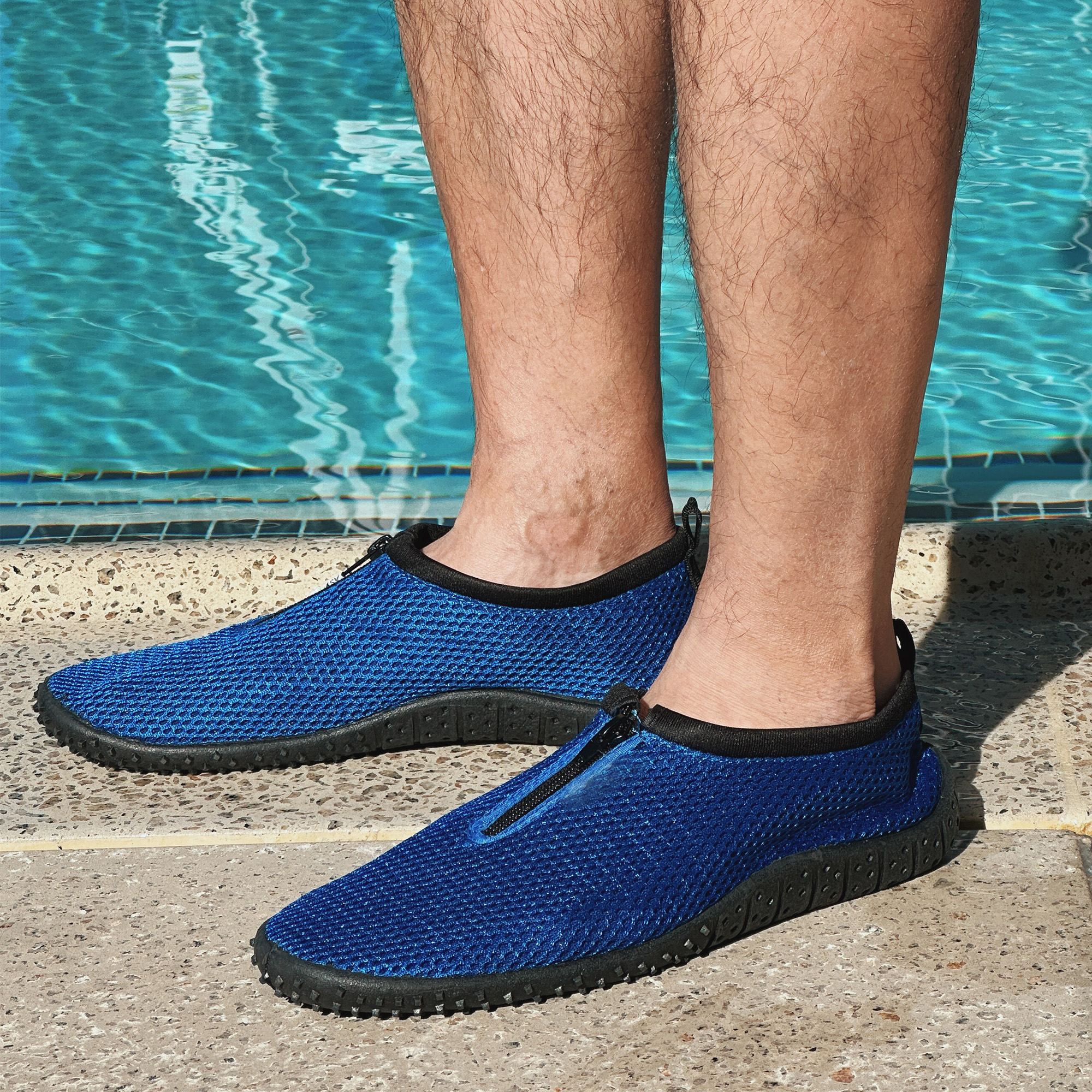 Mens Water Shoes Aqua Socks Zip Up Slip On Flexible Pool Beach Swim ...