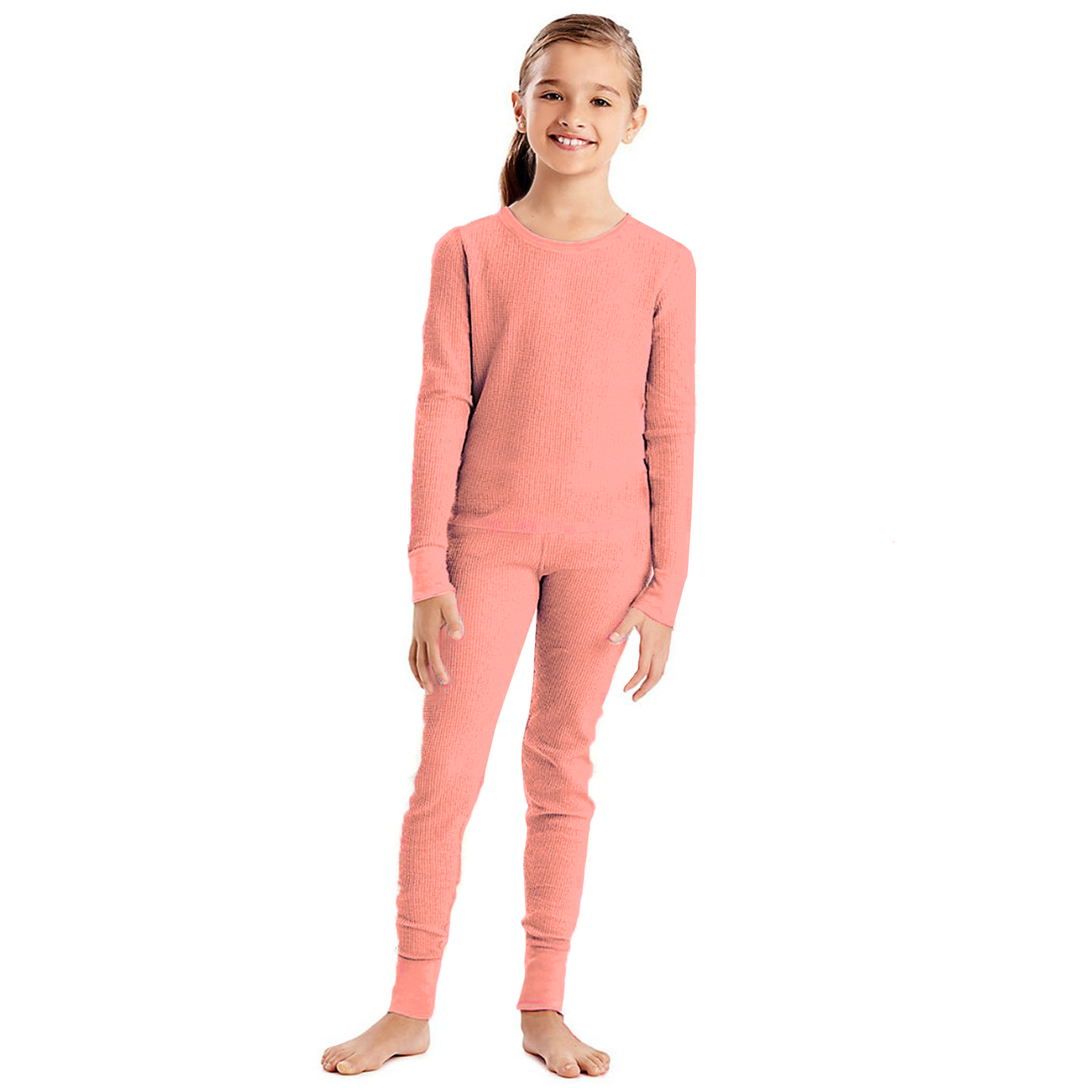 Girls Thermal Sets Insulated Cotton Long John Kids Pajama Top and