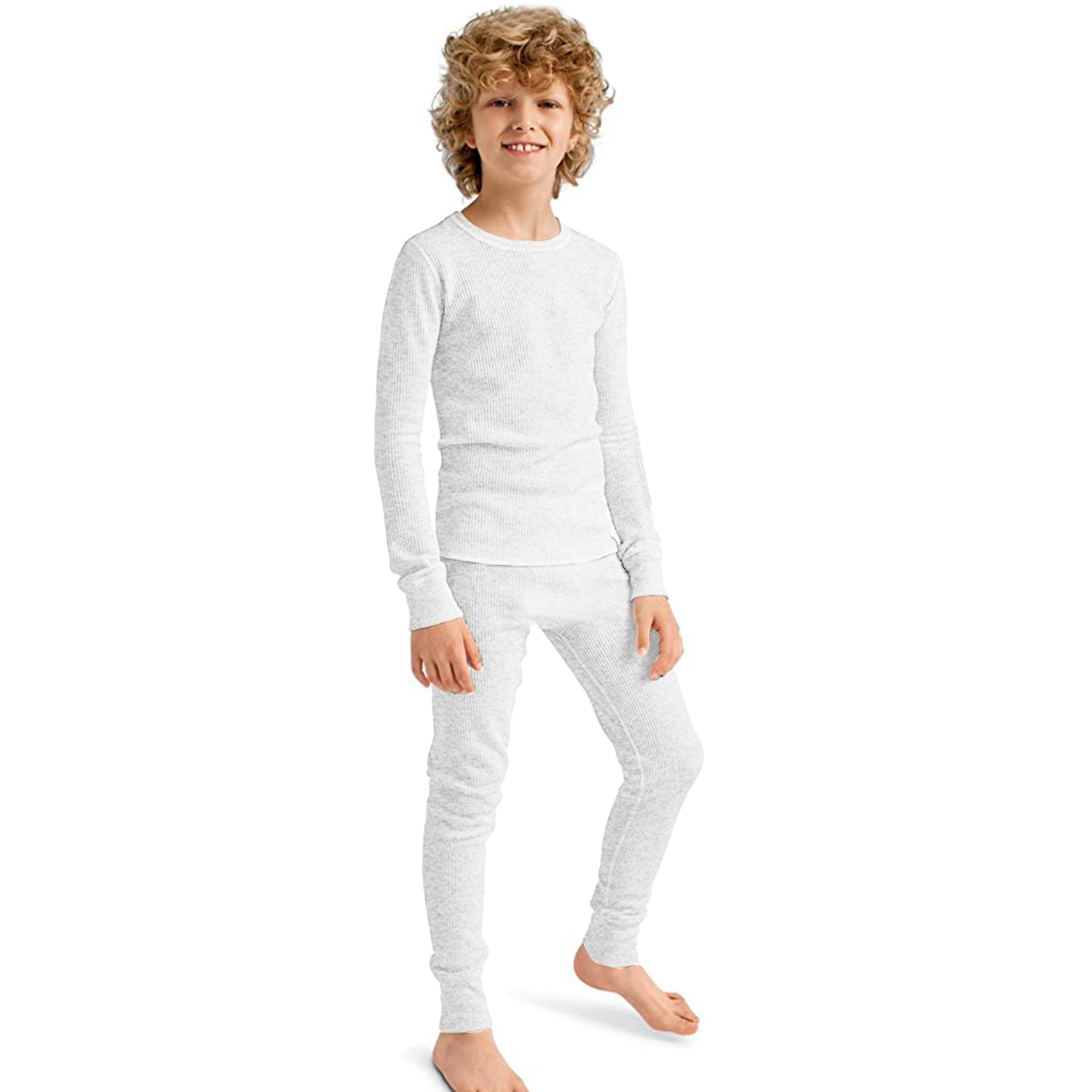 Boy's Cotton Thermal Sets Waffle Knit Long John Underwear Pajama