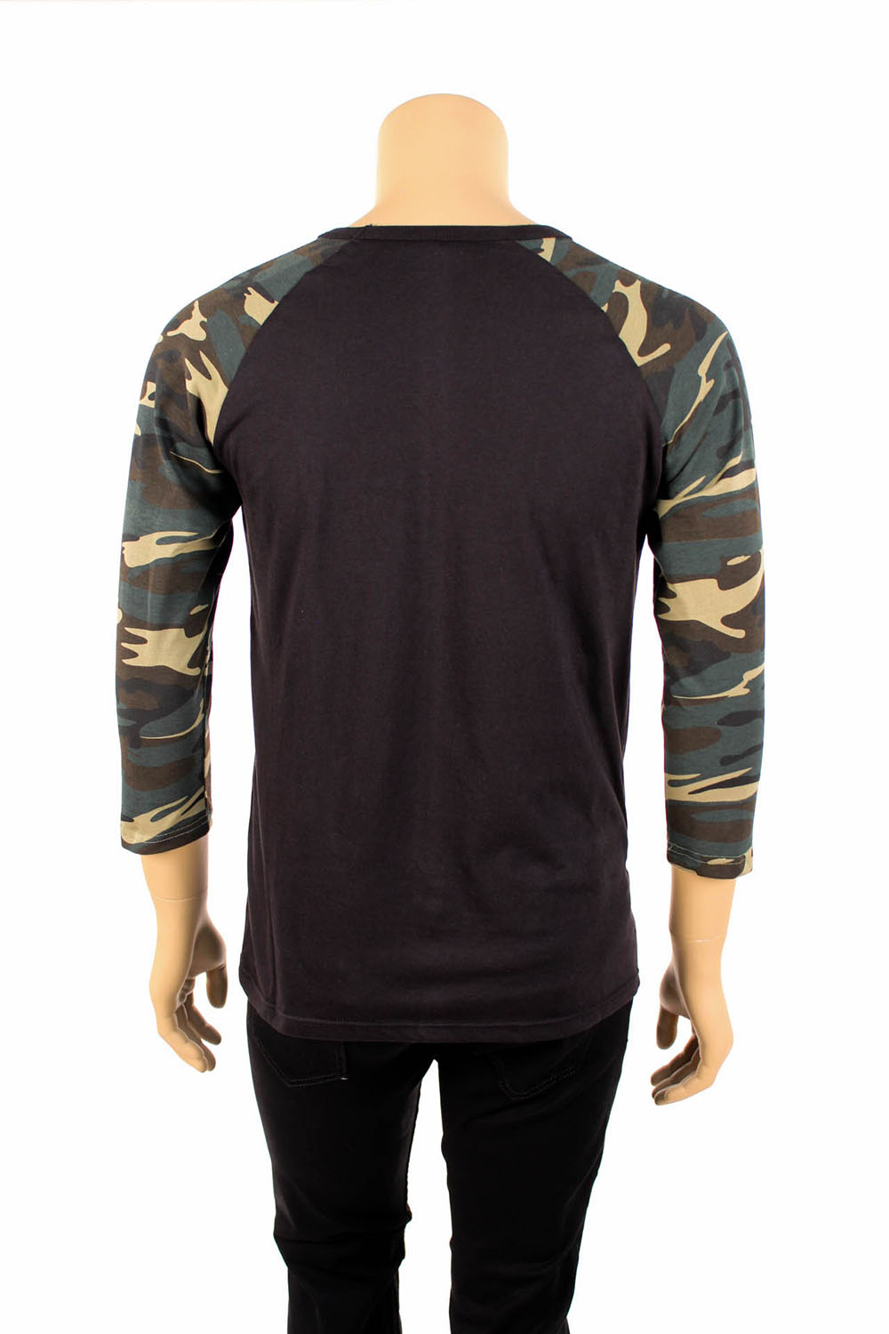 Men Camo Baseball Raglan T-Shirt Jersey 3/4 Sleeve Pocket Camouflage S ...