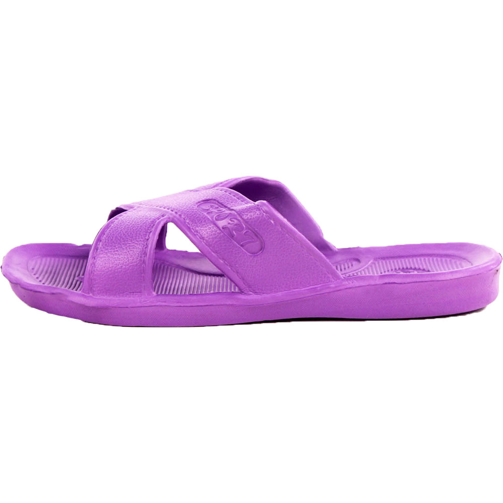 Womens Slip On Sandals Cross Strap Slides Shower Shoes Flip Flop Sport ...