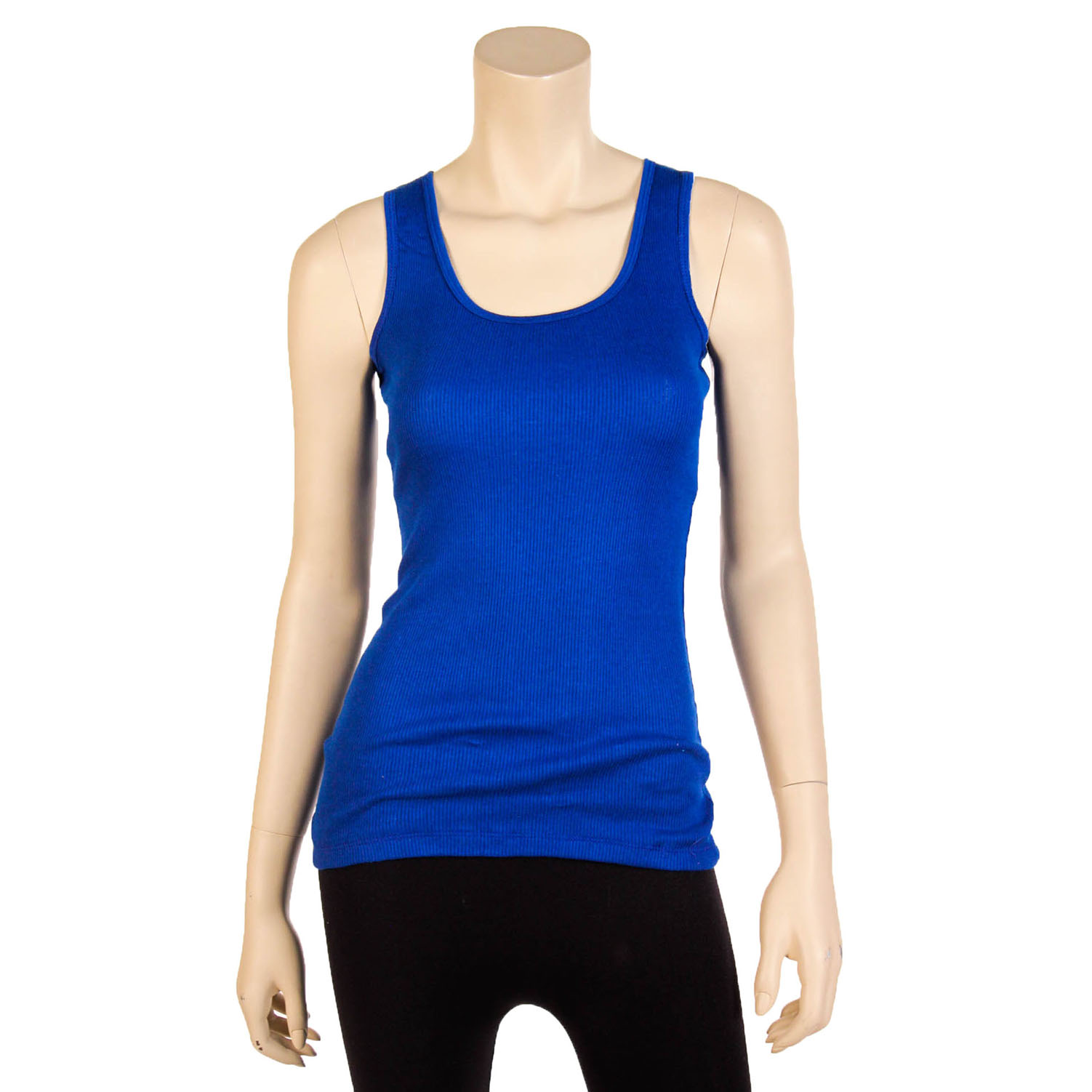 Womens Tank Top 100% Cotton Heavy Weight Ribbed A-Shirt Basic Workout S ...