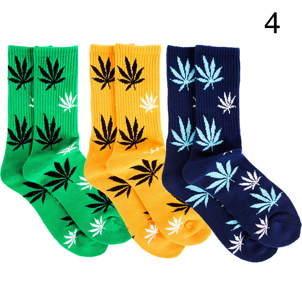 3 Pairs Lot Mens Leaf Weed Socks Marijuana Pot Plant Print Colorful ...
