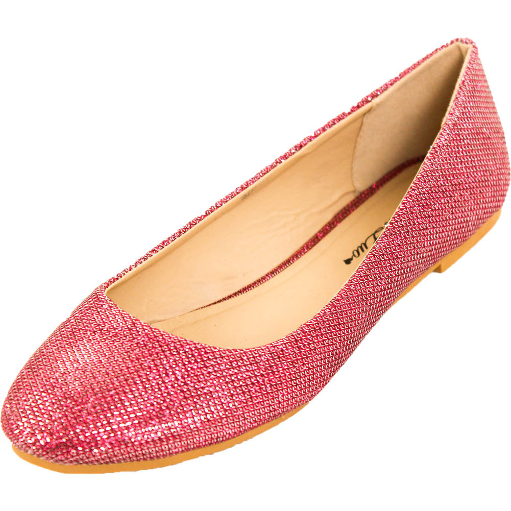 New Womens Glitter Ballet Flats Slip On Shoes Sparkle Ballerina Loafer ...