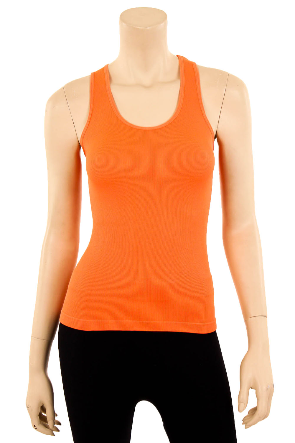 Womens Ribbed Racerback Tank Top Stretch Basic Cami Workout Sport OS ...