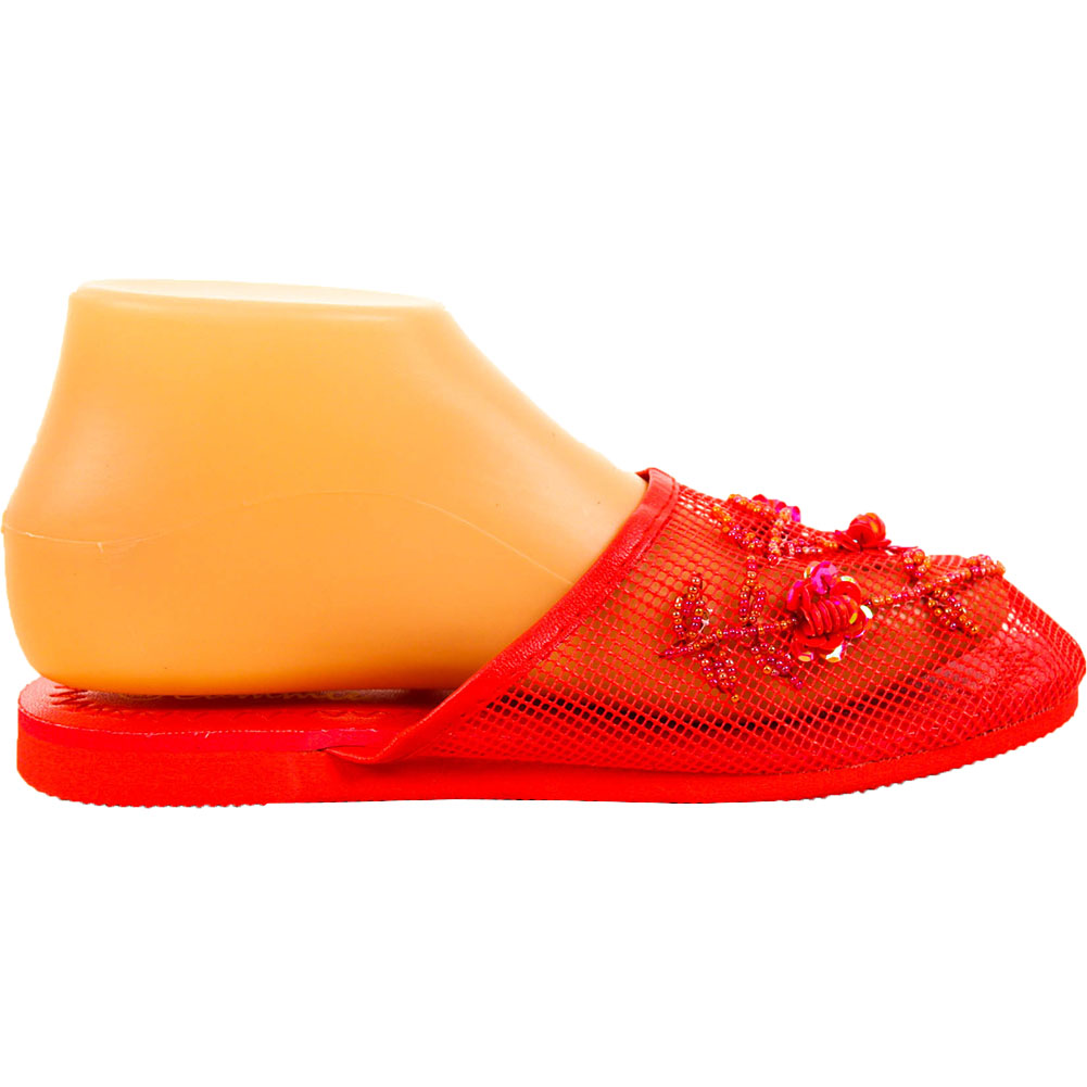 Womens Chinese Mesh Slippers Slides Slip On Sandal House Shoe Floral ...