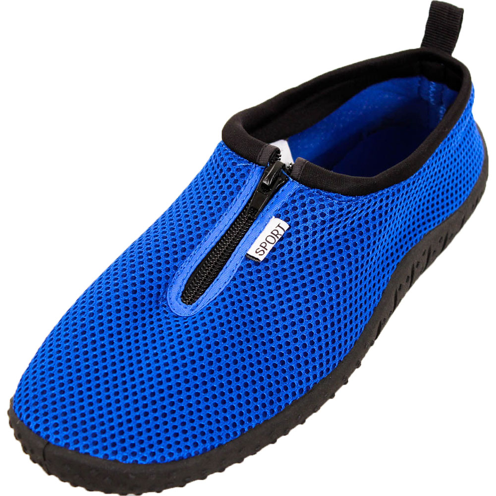 Mens Water Shoes Aqua Socks Zip Up Slip On Flexible Pool