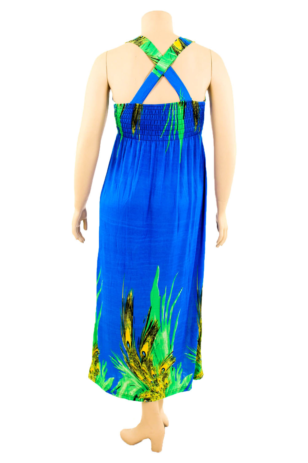 Womens Plus Size Printed Dress Long Maxi Sundress Boho Summer Smocked ...