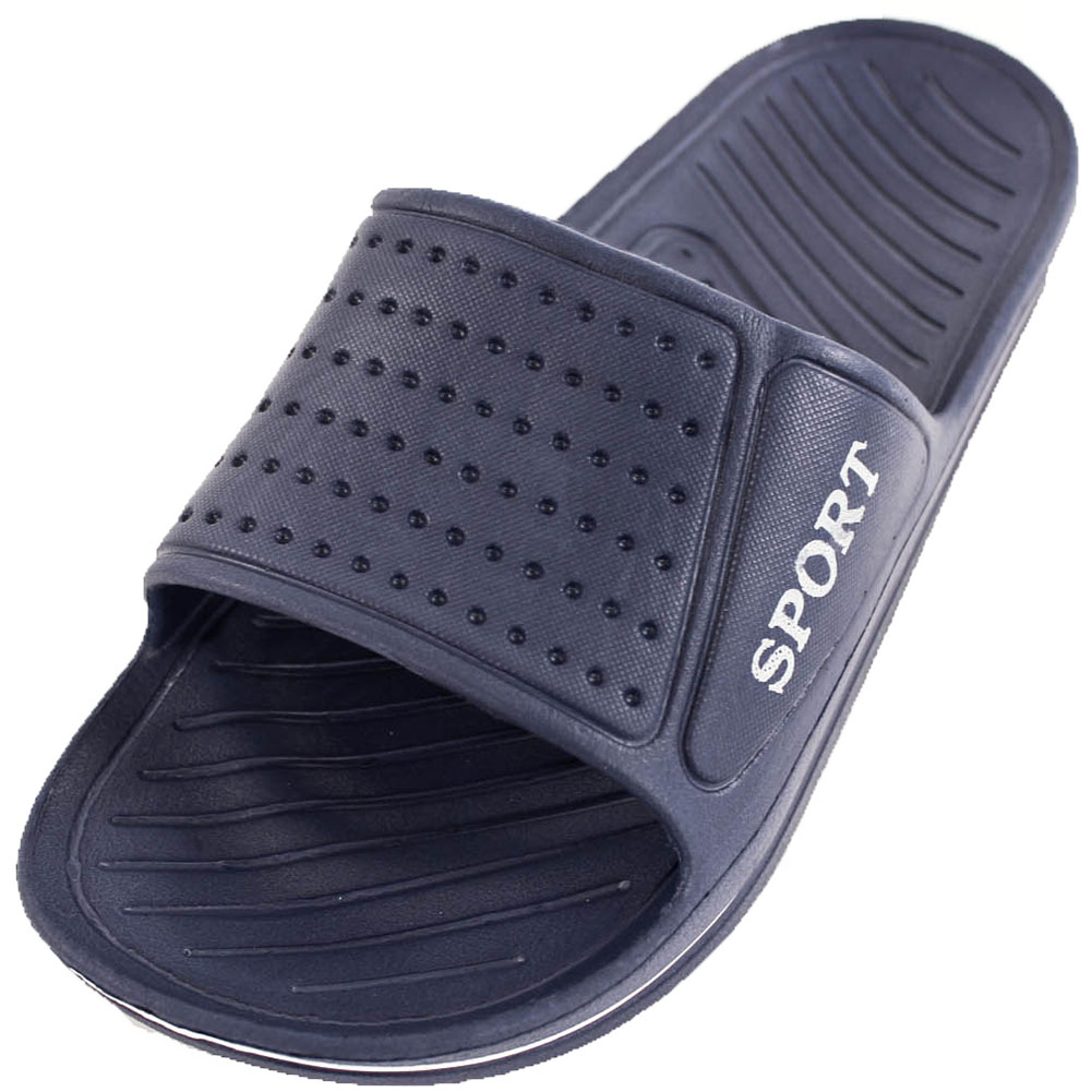 Mens Slip On Sport Sandals Slides Shower Shoes Slippers Plus Size 11 Black 
